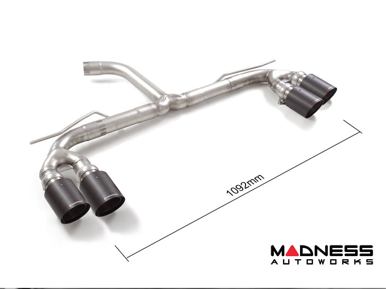 Audi A3 Sportback Performance Exhaust - Ragazzon - Axle Back - Evo Line - Non Resonated - Carbon Fiber Quad Tip (2020+)